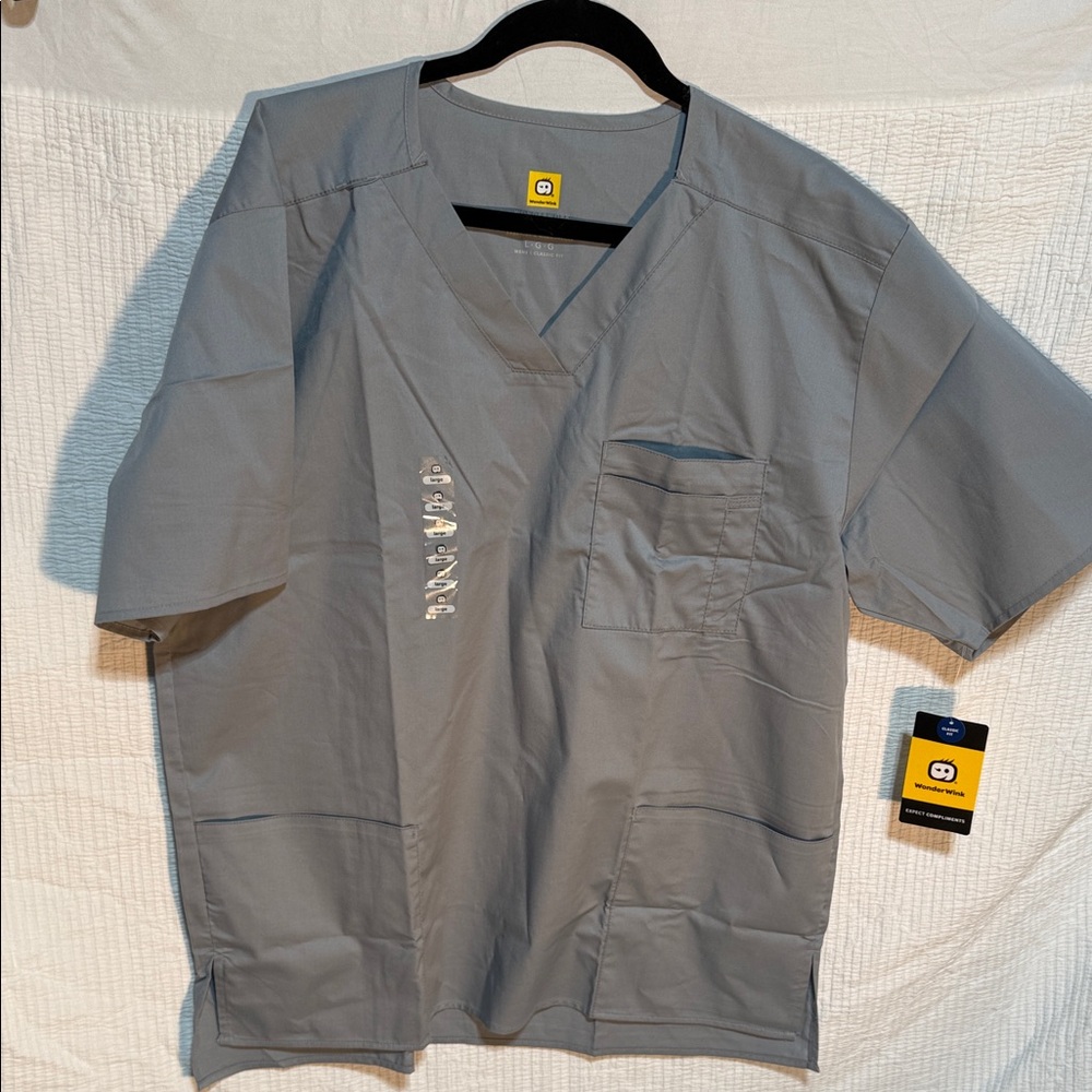 WonderWink Steel Blue V-Neck Men's Scrub Shirt